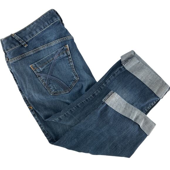 Lane Bryant Roll Cuff Denim Crop Capri Jeans Plus Size 18 Petite Triangle Blue - Picture 1 of 14
